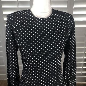 Vtg 80s D Frank Polka Dot Dress 12 NEW A Line Black Tiered Skirt Cute Flirty Fun